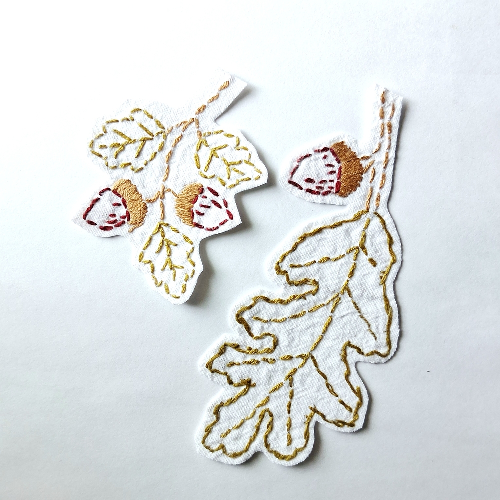 Embroidered Leaf and Acorn Patches - Picture 3 of 4